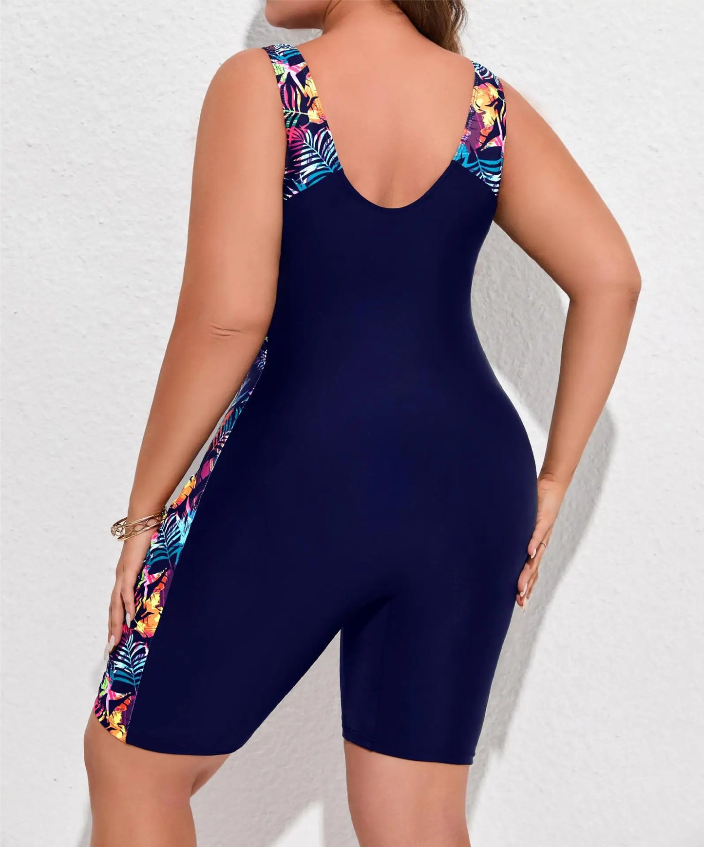 Solid Patchwork Plus Size Swimwear Women Strapped Push Up Large One Piece Swimsuit Summer Chubby Bathing Suit
