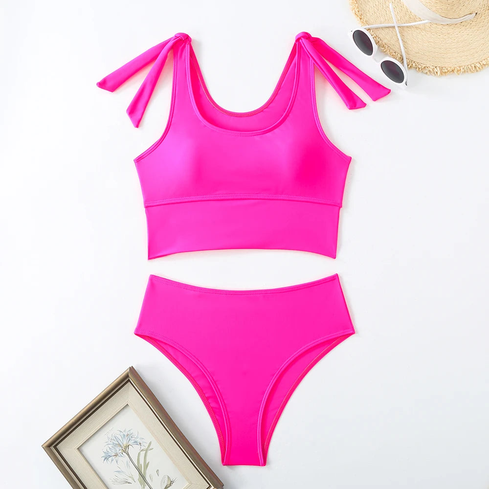 Two Piece String Bikini Hollow Out High Waist Swimwear Female Swimsuit Women Bathers Bathing Swimming Suit Beachwear Summer