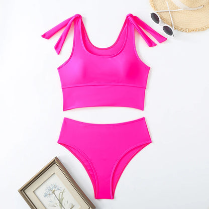 Two Piece String Bikini Hollow Out High Waist Swimwear Female Swimsuit Women Bathers Bathing Swimming Suit Beachwear Summer