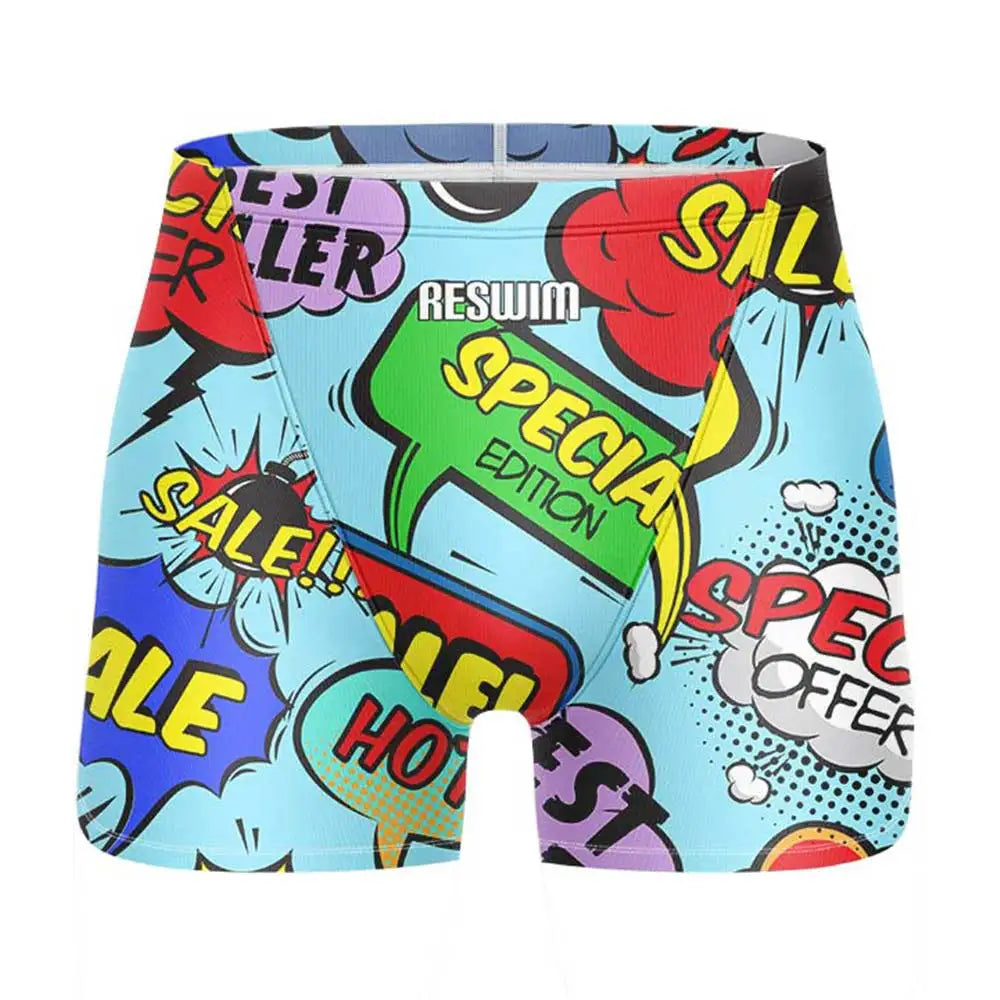 Swim Boxers Summer Men's Swimm Shorts Jammer Swimsuit Short Chlorine Resistant Swimwear Swimming Trunks Beach Tights Gym Surfing Pants