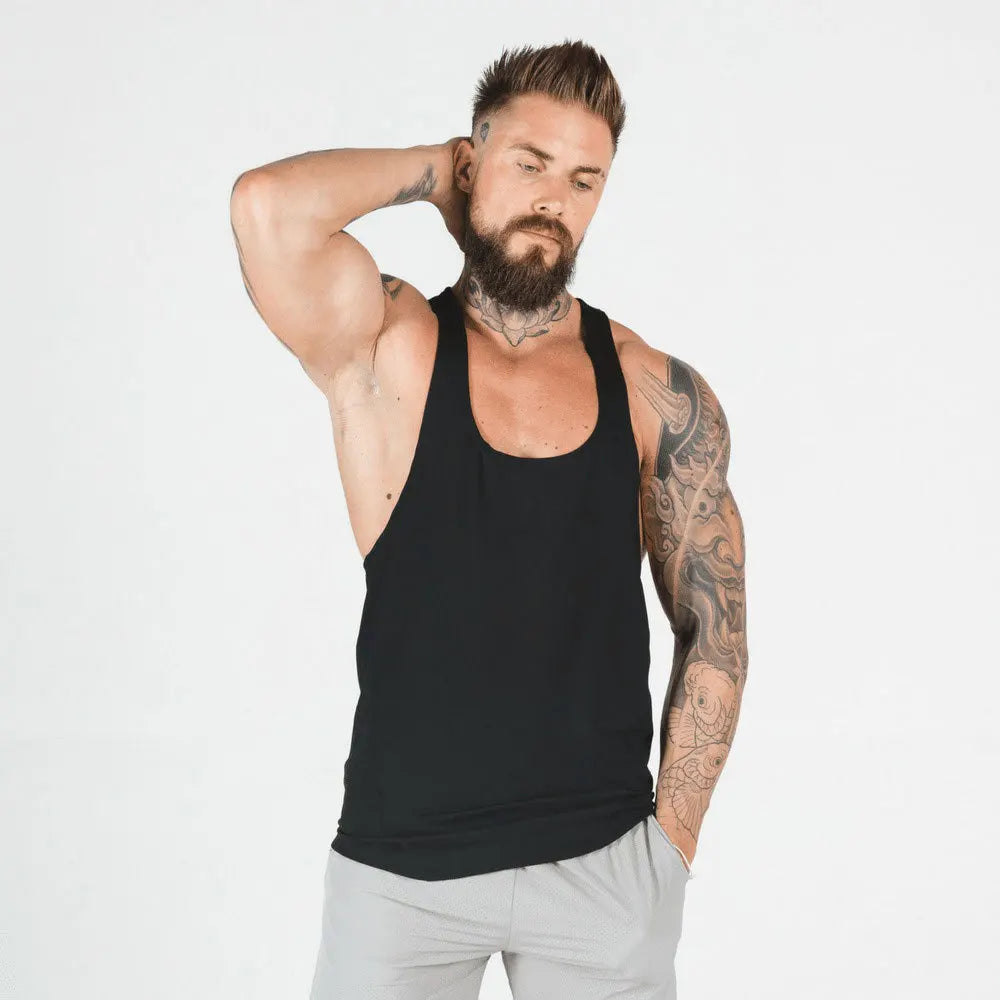 Summer Y Back Gym Stringer Tank Top Men Cotton Clothing Bodybuilding Sleeveless Shirt Fitness Vest Muscle Singlets Workout Tank