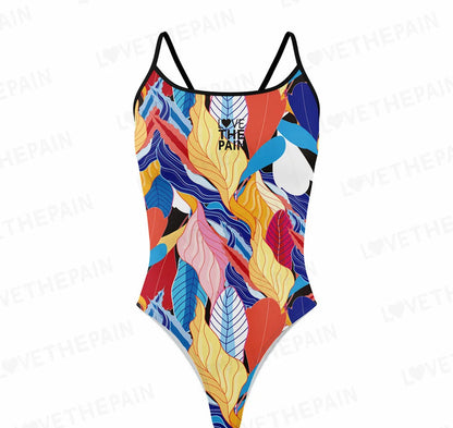 Love The Pain Spaghetti straps Women Swimwear Back Swimsuit One Piece Comfortable Suit printing Functional Swimwear