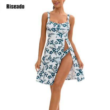 Women's 2 piece bikini  Swim Dress set Beach Wear with Cover up Swimwear Long Maxi Beach Dress