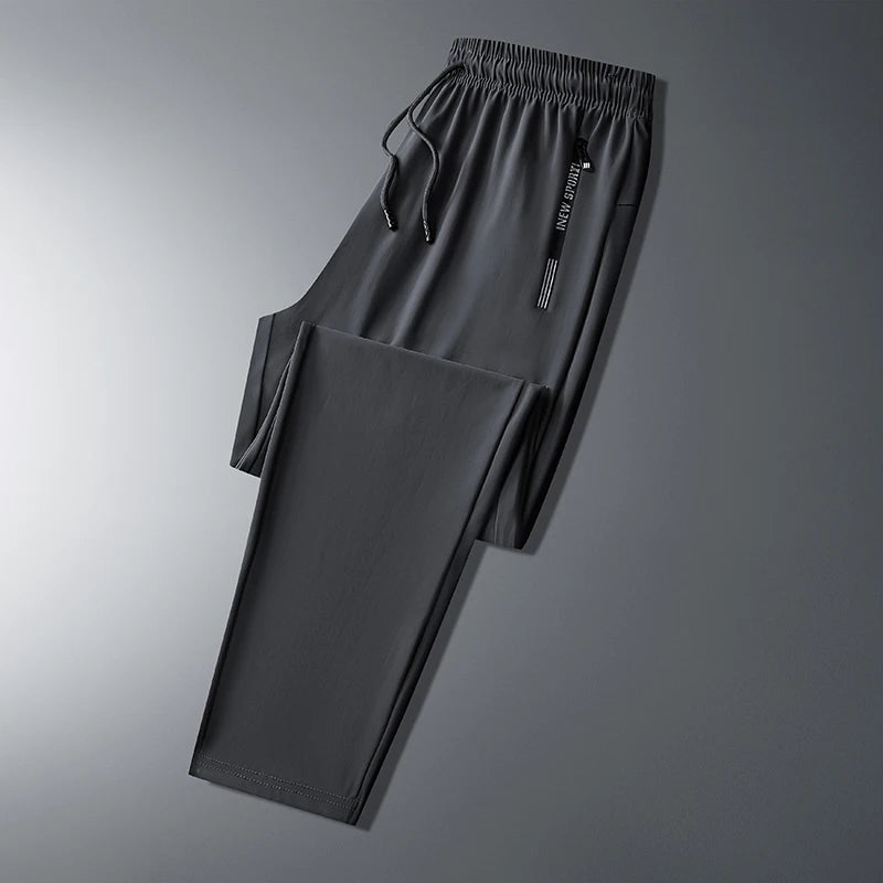 Ice Silk Pants for Men's Summer Thin Style Sports Quick Dried Straight Leg Draping Wide Leg Pants Casual Long Pants for Men
