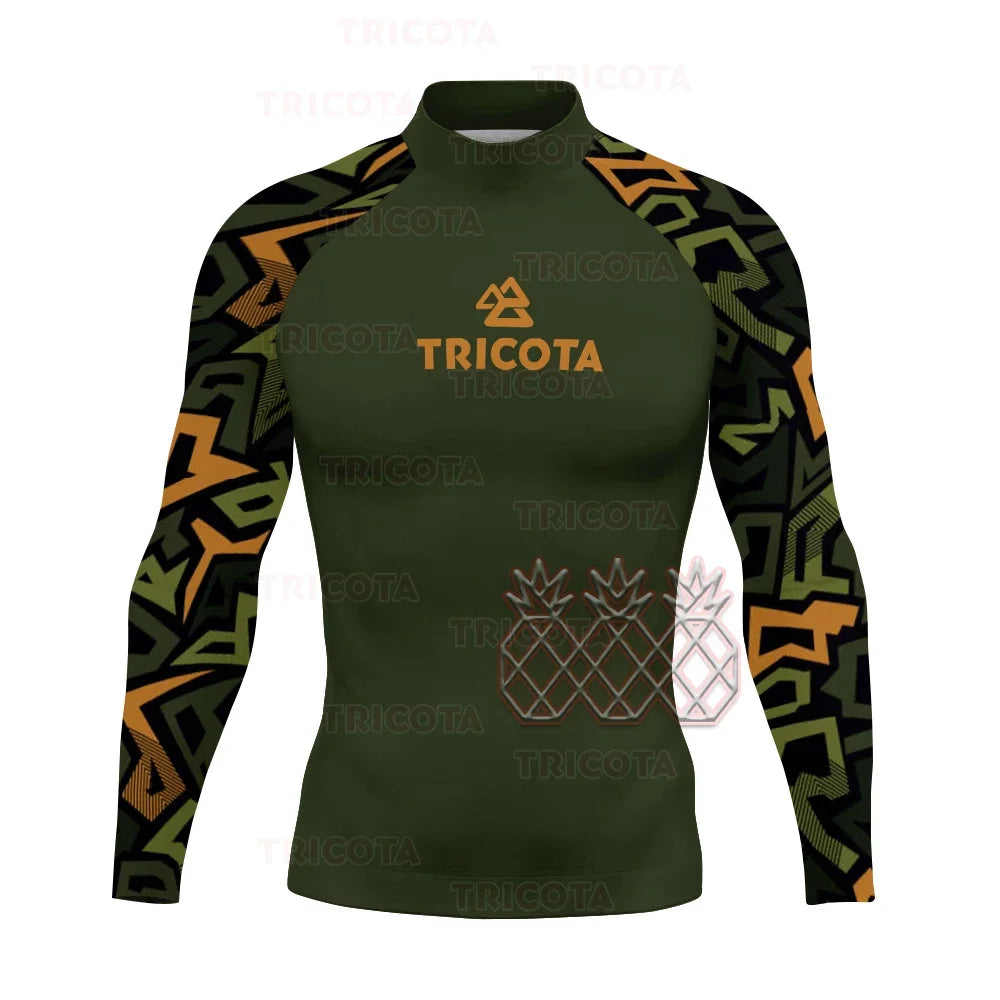 Men's Surfing Tops Swimming Diving T-Shirts Tight Long Sleeve Rash Guard Swimwear UV Protection Surfing Clothing Beach Floatsuit