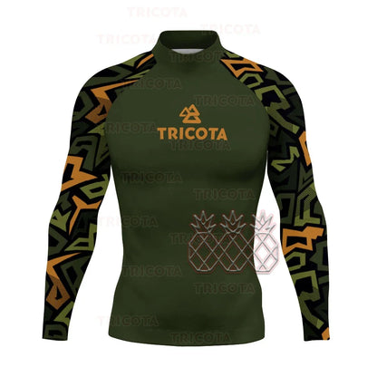 Men's Surfing Tops Swimming Diving T-Shirts Tight Long Sleeve Rash Guard Swimwear UV Protection Surfing Clothing Beach Floatsuit