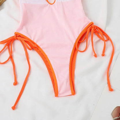 Solid Swimwear Women Strapped Push Up One Piece Swimsuit Beach Lady Monokini Cross Backless Bathing Suit