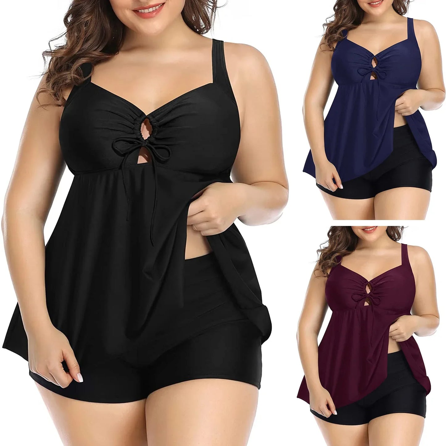 Women's Two-Piece Swimsuit Tankini Set Moderate Coverage Abdomen Control Separate Top And Shorts plus Size Swimming Costume
