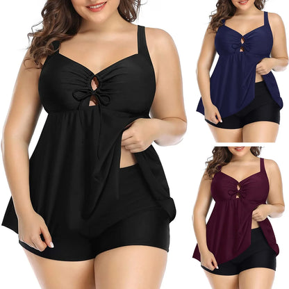 Women's Two-Piece Swimsuit Tankini Set Moderate Coverage Abdomen Control Separate Top And Shorts plus Size Swimming Costume