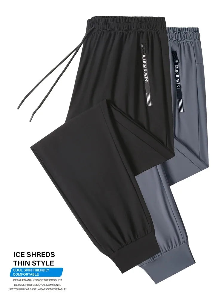 Ice Silk Pants for Men's Summer Thin Style Sports Quick Dried Straight Leg Draping Wide Leg Pants Casual Long Pants for Men