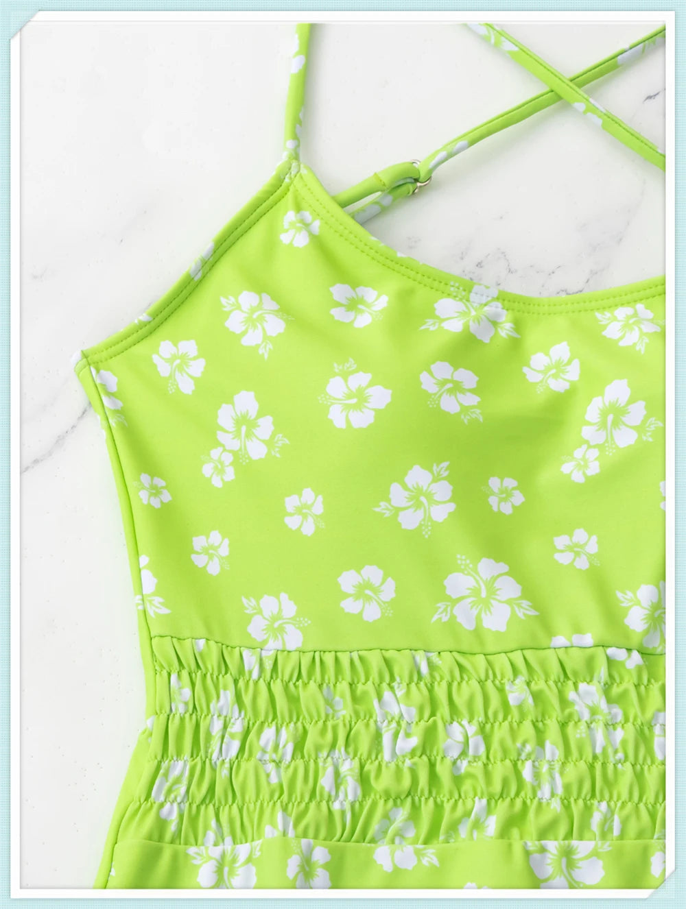 Straped Criss Back One Piece Swimsuit Vintage Swimwear Women Floral Print Bathing Suit Female Front Fold Beachwear Bodysuit