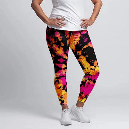 Fitness Leggings High Waist 3D Flowers Pattern Digital Print Casual Trousers Woman's Leggings