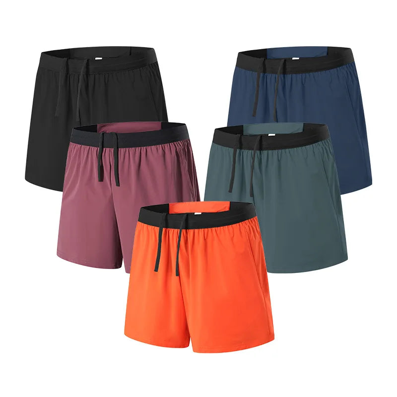 Mens Runnings Shorts Double Deck Fitness Shorts with Pocket 2 in 1 Sports Shorts Jogging Workout Clothes Gym Clothing Sportswear