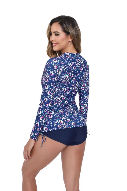 New Plus Size Swimwear Tankini Swimsuit Women Long Sleeves Sexy Zipper Bathing Suit 2025 Mujer Beachwear Large XXL