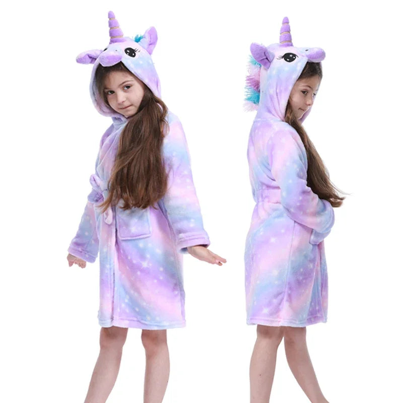 Children Bath Robe Baby Towel Children's Unicorn Hooded Bathrobes for Boys Girls