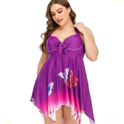 Plus Size Tankini Women's Swimwear Two-Piece Swimsuit Beach Swimwear Bathers
