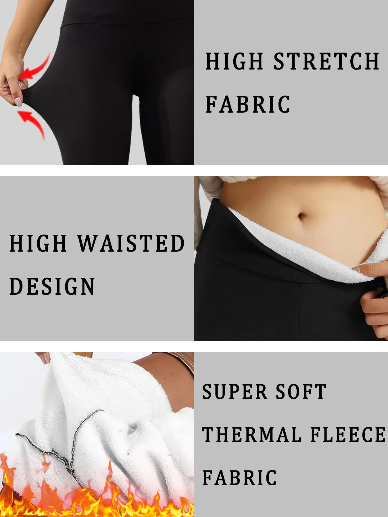 High Waisted Fleece-Lined Leggings for Women,Thick Soft Tummy Control Workout Running Yoga Thermal Warm Pants for Cold Winter