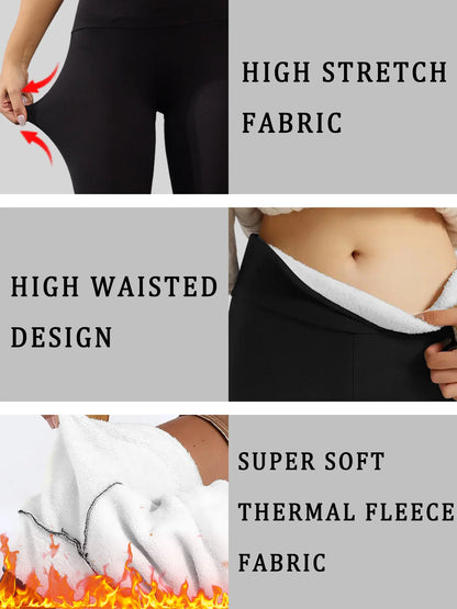 High Waisted Fleece-Lined Leggings for Women,Thick Soft Tummy Control Workout Running Yoga Thermal Warm Pants for Cold Winter