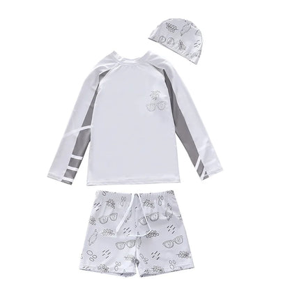 Boys Swimwear Long Sleeve Rash Guard Swimming Trunks for a Boy Toddler Printing Swimsuit Kids Anti UV Summer Beach Bath Clothes