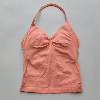 Longline Strappy Gym Tops Women's Sleeveless Workout Shirt  Gym Clothes  Scrunch Open Back Bra Running Yoga Tank Tops