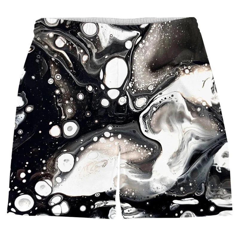Colorful Psychedelic Graffiti 3D Printed Men Beach Shorts Cool Summer Street Hip Hop Harajuku Y2k Men Kids Hawaiian Short Pants