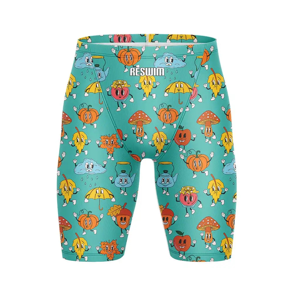Cartoon Swim Jammer Endurance Athletic Training Swimsuit Men's Beach Swimming Trunks Lycra Swimwear Jammers GYM Tight Surf Shorts