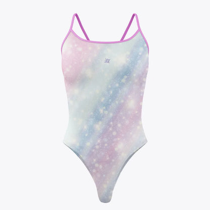 High Cut Multi Coloured One Piece Swimsuit Women Swimwear Summer Swimming Pool Training Swimsuit