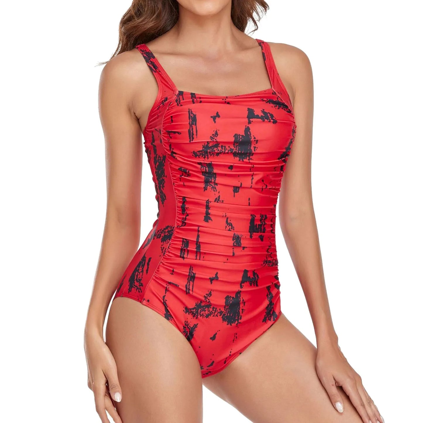High Waist One Piece Swimsuit Women Printed Colors Beach Holiday Backless Swimwear Women's Butt Lifting Bathers
