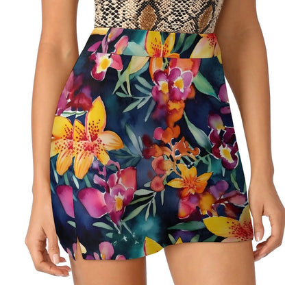 Lily Floral Tulips Skirt Summer Colorful Flowers Fashion Casual A-line Skirts Elegant Mini Skirt Woman Design Oversized Clothing