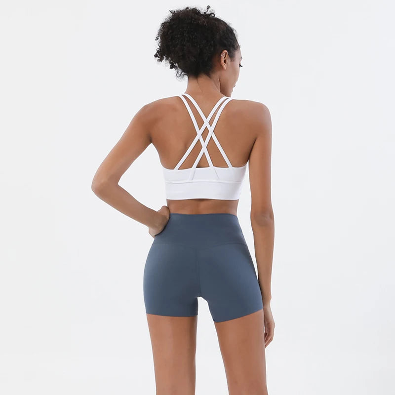 SOISOU Nylon Shorts Gym Yoga Sports Women's Cycling Shorts High Waist Elastic Tight Breathable No Awkward Lines Woman Clothing