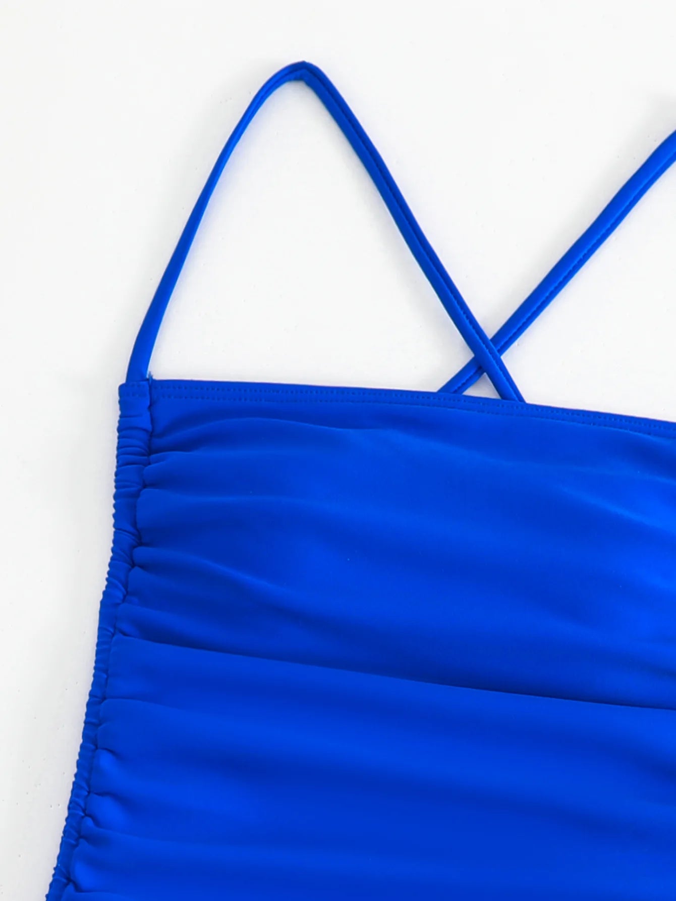 Blue Strapped Swimwear Women Push UP One Piece Swimsuit Backless Cross Monokini Summer Beach Bathing Suit