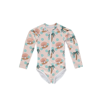 Toddler Girls Swimwear Summer Baby Rash Guard Long Sleeve Swimsuit Boys Bathing One-Piece Kids Clothes