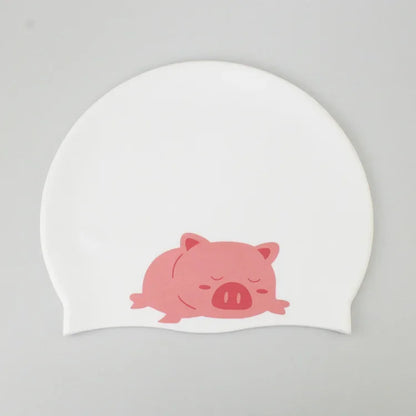 Universal Swimming Caps for Adult Children Ear Protection Silicone Swimming Cap Printing Cute Cartoon Swim Cap Pool Accessories