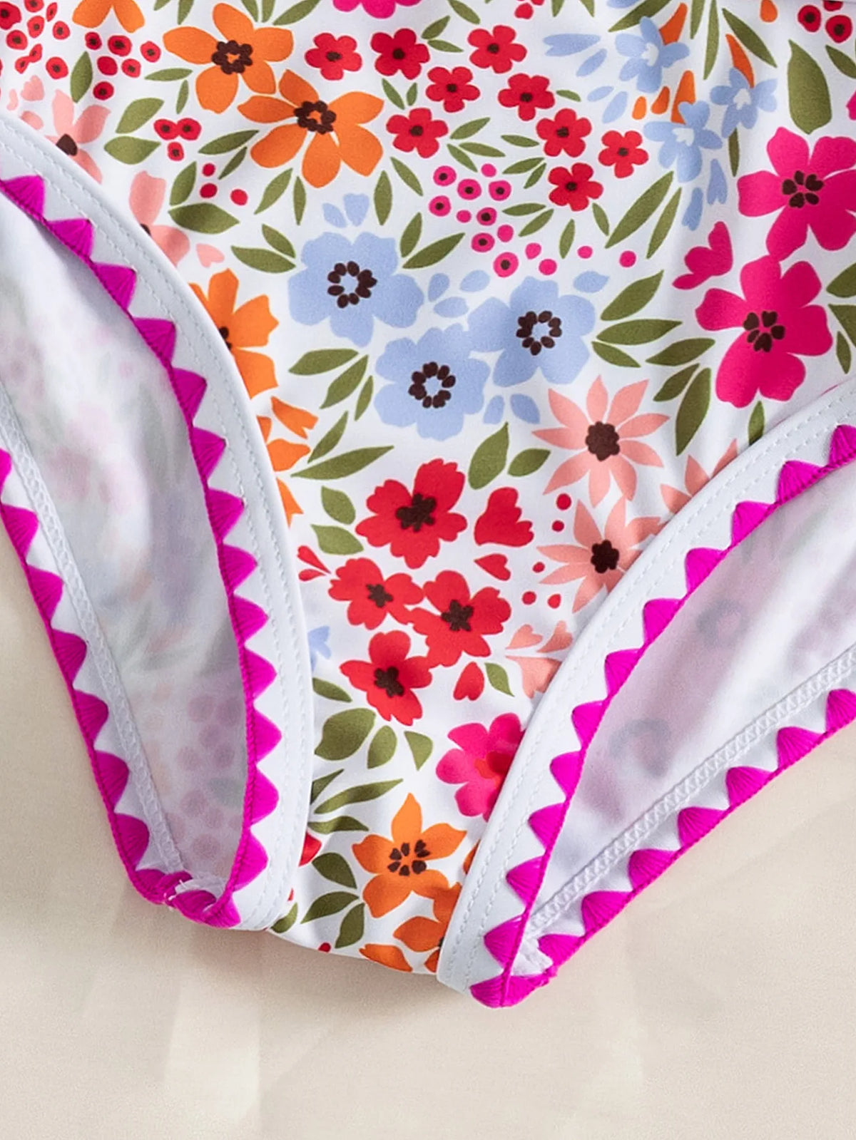 Girls Swimsuit Floral One Piece Swimwear for Kids Hollow-out Beachwear Beach Bathing Suit