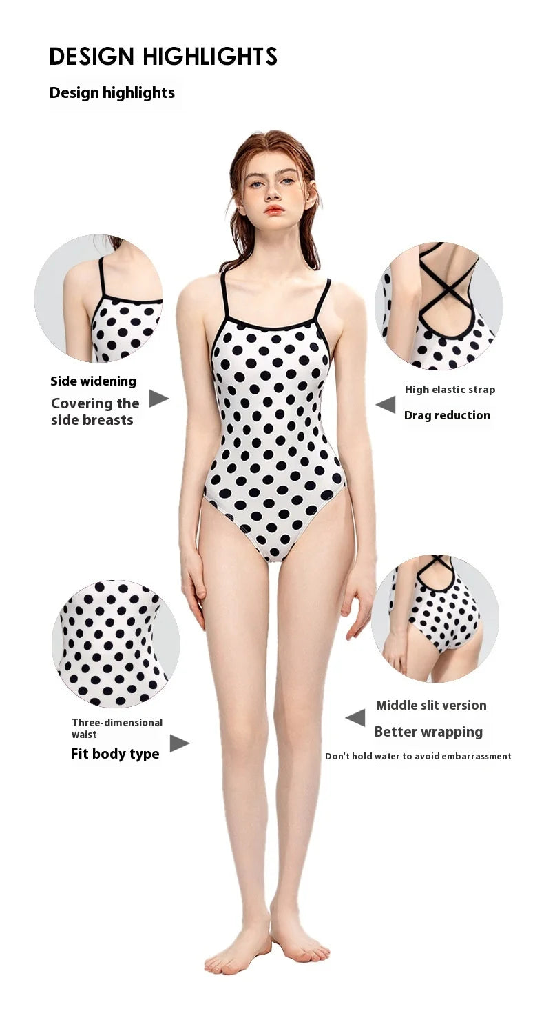 Bunny Bums White with Black Poka Dots One-piece Swimsuit Women Swimwear