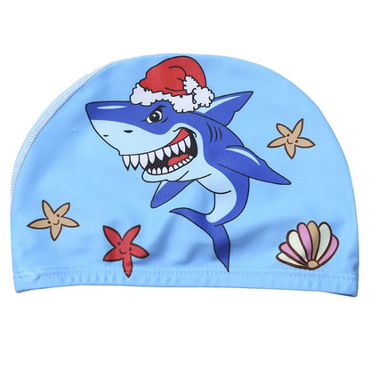 Children Cartoon Swimming Cap Kids Elastic Fabric Swimming Pool Water Sport Protect Ears Hat Swim Bathing Hats Caps Boys Girls