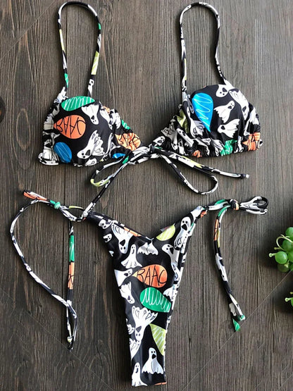Ruffle Frilled Micro Thong Bikini Women Swimwear Female Swimsuit Two-pieces Bikini set String Bather Bathing Suit Swim