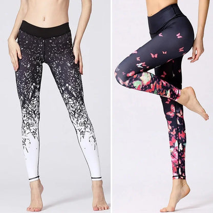 Cloud Hide Yoga Pants Sports Leggings Women High Waist Trainer Long Tights Flower Push Up Running Trouser Workout S- XL