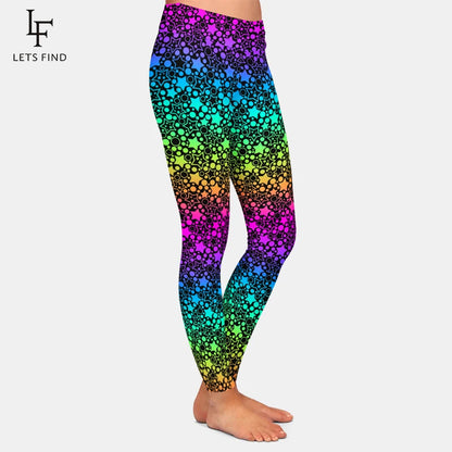 High Wasit Women Casual Elastic Legging 3D Multicolored of Cosmic Starry Sky Printing Fitness Stretch Leggings