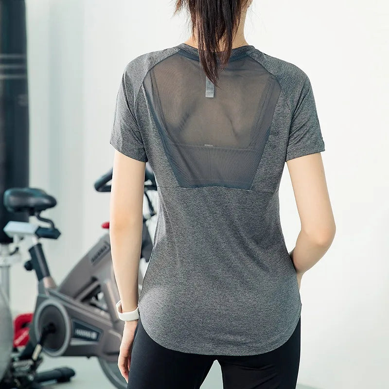 Aiithuug Short Sleeve Workout Tops for Women Stretchy Slim Fit Running Sports Shirts Dry Fit Mesh Yoga Gym Top  Fit T-Shirt