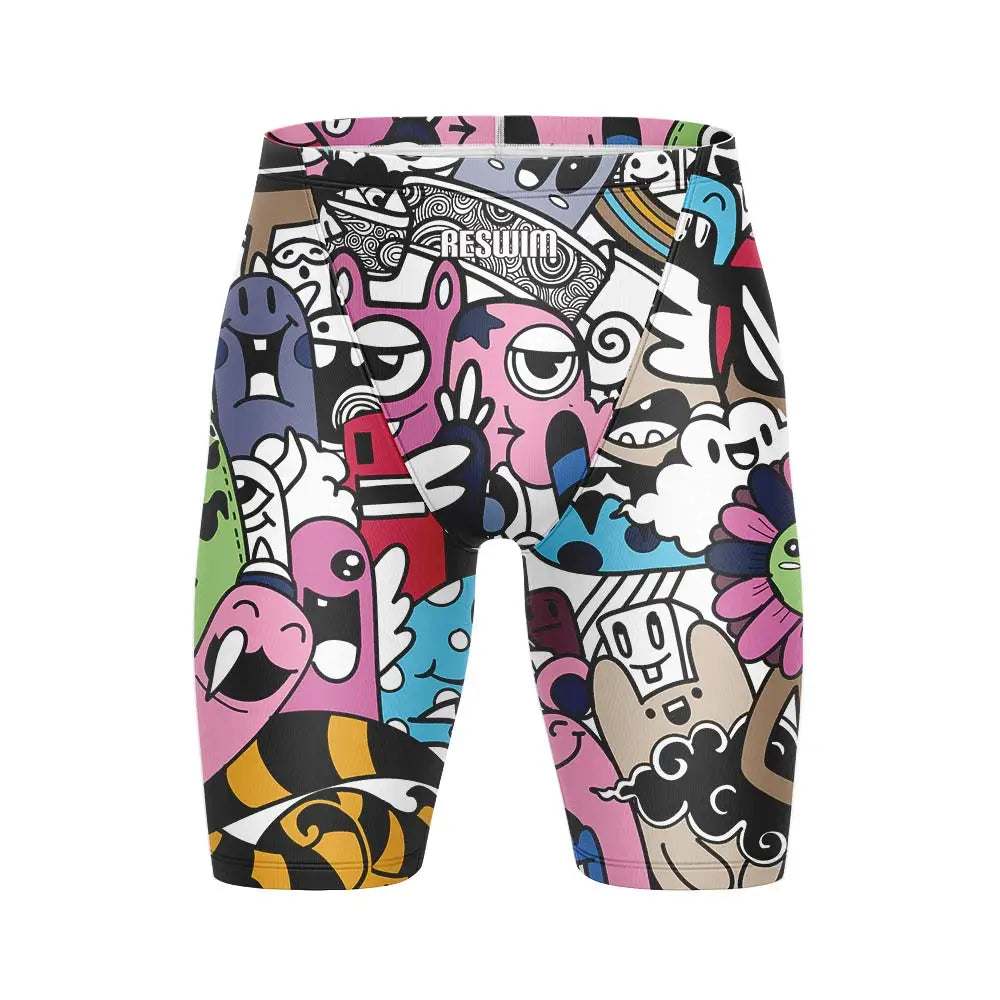 Men's Swim Jammer Athletic Practice Knee-Length Swimsuit Shorts Beach Tights Shorts Swim Pool Pants Swimming Trunks Swimwear