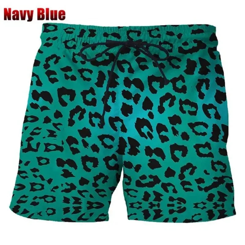 Classic Colorful Leopard Shorts Men Summer Beach Short Pants Hawaii Beach Swimming Pants Swim Trunks Women Kid Cool Ice Shorts