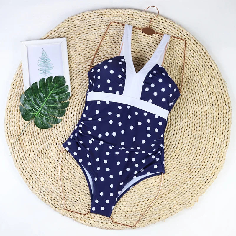 One Piece Swimsuits Tummy Control Bathing Suits for Womens V Neck Ruched Push Up Slimming Swimwear Big Size