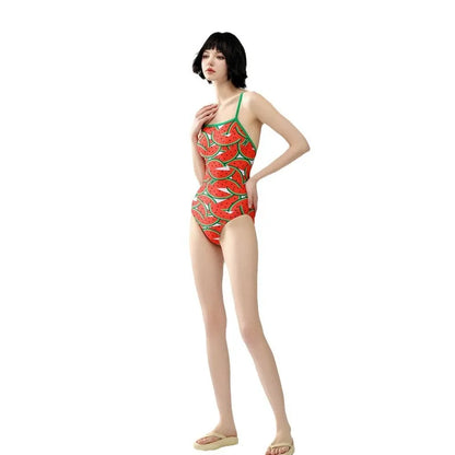 Watermelon Design Racing Swimsuit Women's One-piece Monokini Professional Training Swimming Pool Slimming Fashion Swimsuit