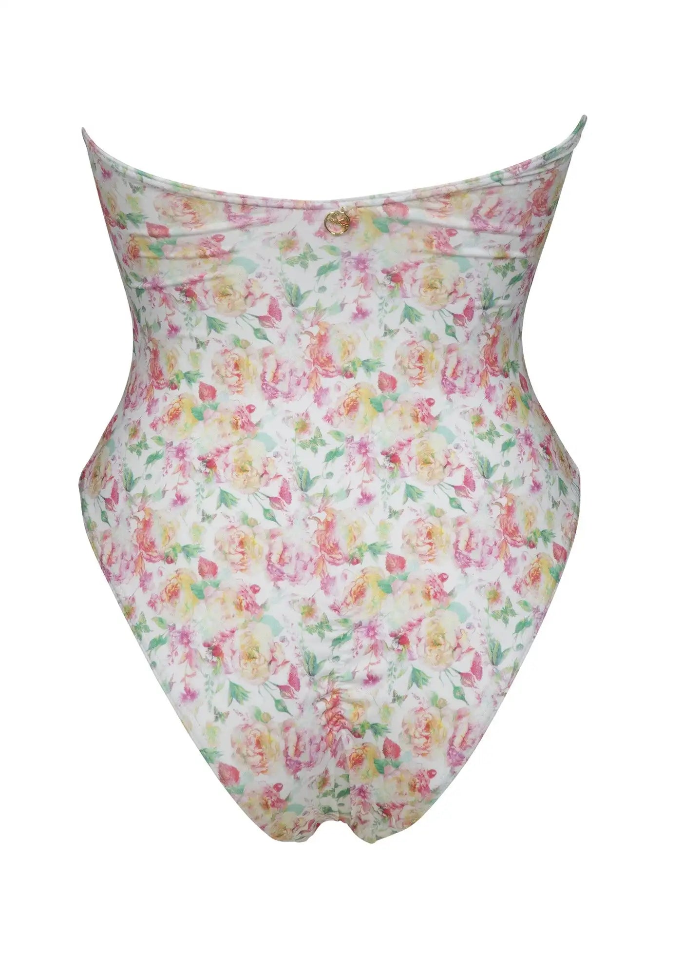 Tube Top One Piece Swimsuit Women Flowers Print Backless Swimwear Tropical Summer Beachwear Bathing Suit Bodysuit