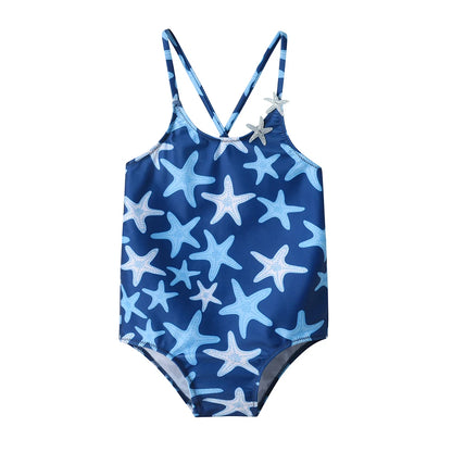 DXTON Girls Star Print Swimwear Girls Summer Vacation Beachwear Bathing Suits One Piece Fashion Cute Bikini for 3 to 10 Years