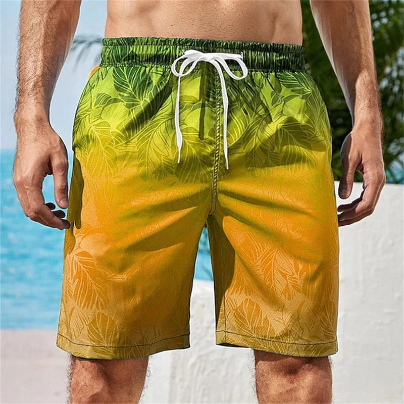3D Print Tropical Plants Board Shorts Men Oversized Surfing Drawstring Beach Sports Pants Swimwear Swimsuits Trunks Kid Clothing