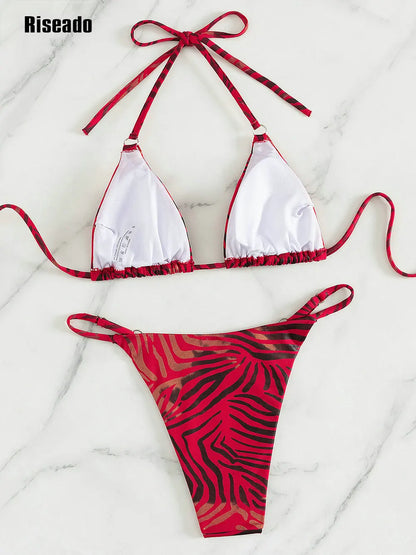 Women Two Piece Swimsuit Swimwear Halter String Bikini Sets