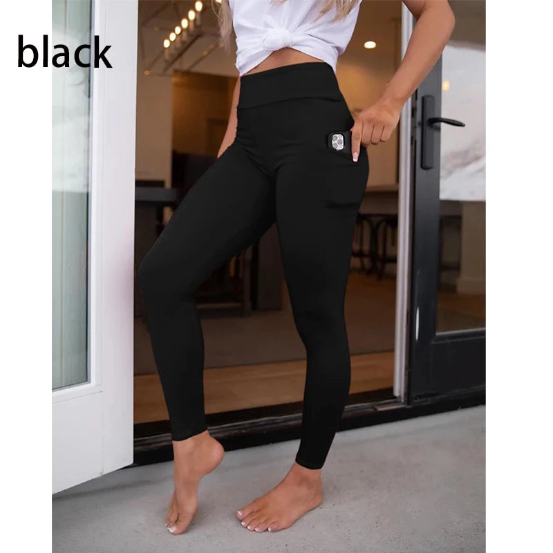 High Quality Women Elastic Pocket Pants Fashion High Waist 3D Printing Stretch Fitness Girls Leggings