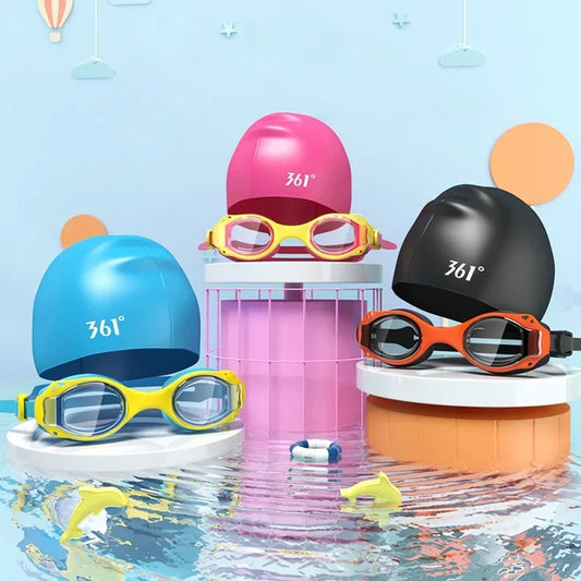 Colorful Kids Swimming Goggles Adjustable HD Waterproof Anti Fog Water Sports Swimming Cap Eyewear for Children